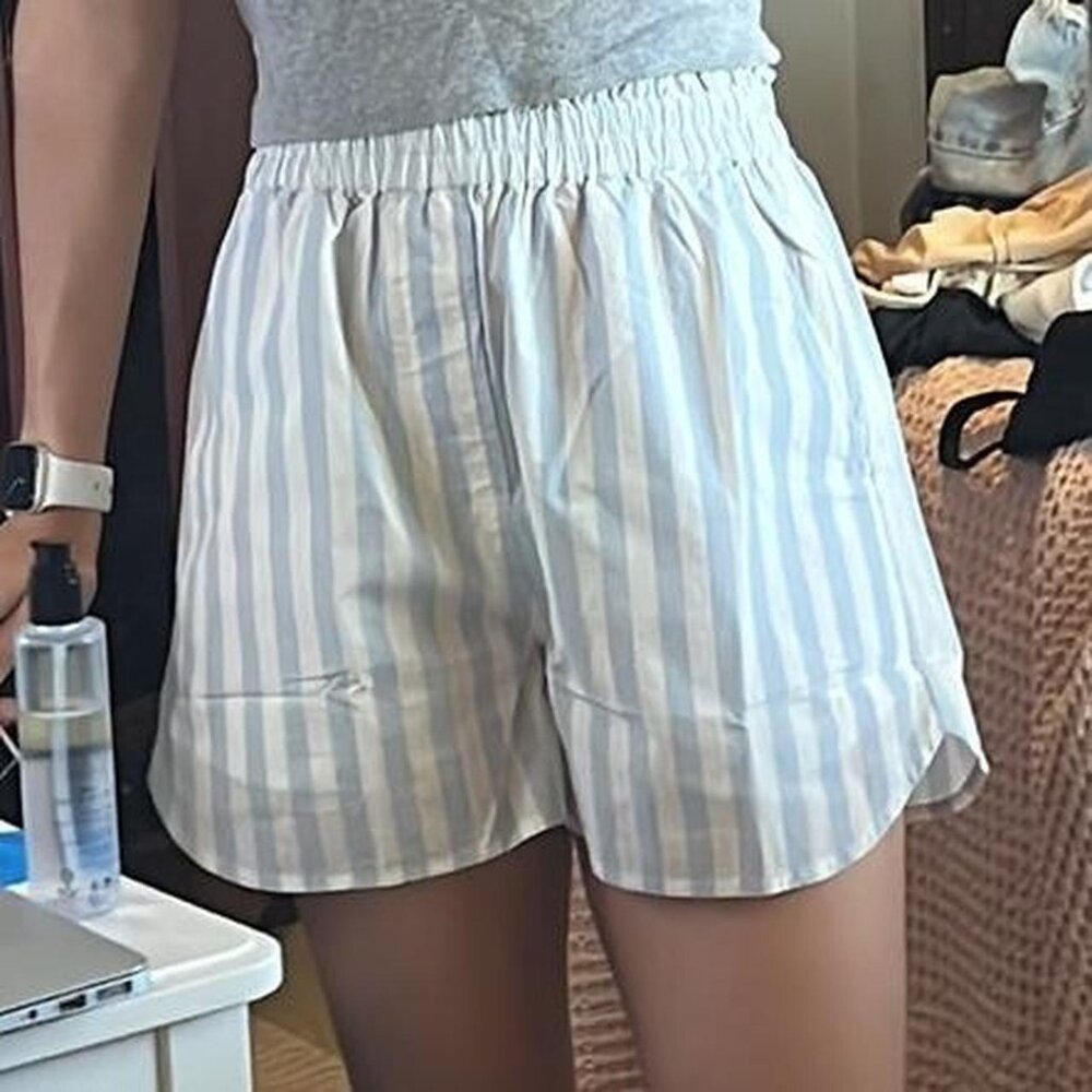 Madewell Women's Striped blue and white Shorts Size XXS